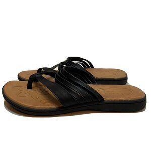 b.o.c. Black and Tan Layered Strap Slide Sandals